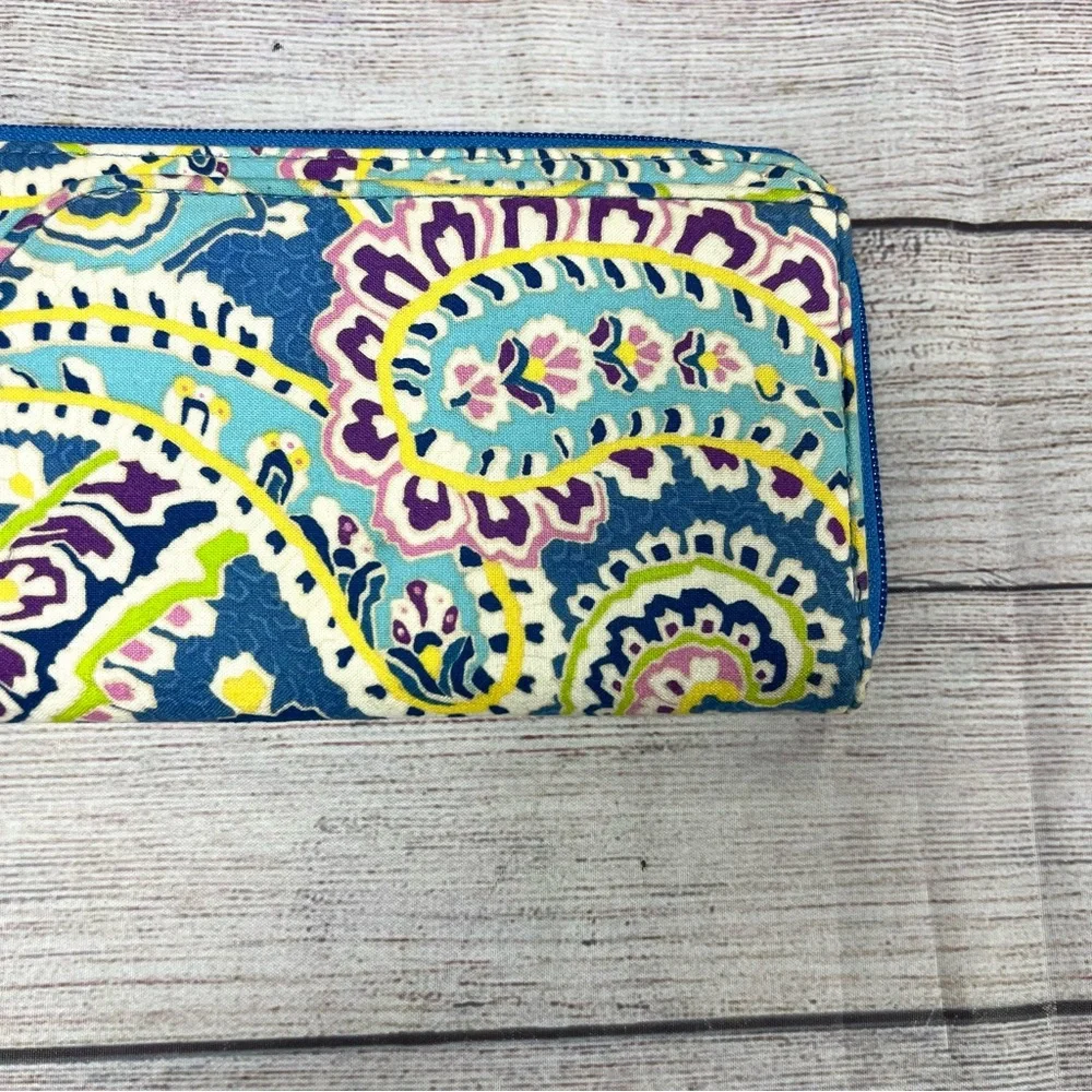 Vera Bradley Personal Travel Organizer Long Wallet Capri Blue Paisley Floral Y2K - Picture 4 of 11